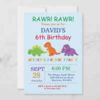 Invitation d'anniversaire de dinosaure Fête de Din