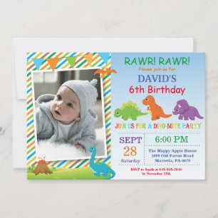 Invitation d'anniversaire de dinosaure Fête de Din