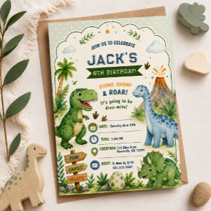 Invitation d'anniversaire de dinosaure garçon Dino