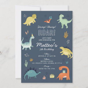 Invitation d'anniversaire de dinosaure mignon