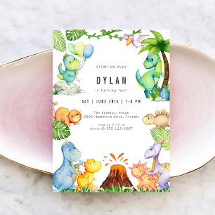 Invitation d'anniversaire de dinosaure pour enfant