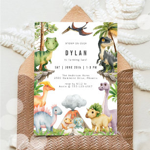 Invitation d'anniversaire de dinosaure pour enfant