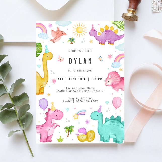 Invitation d'anniversaire de dinosaure pour enfant (Créateur téléchargé)