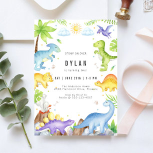 Invitation d'anniversaire de dinosaure pour enfant