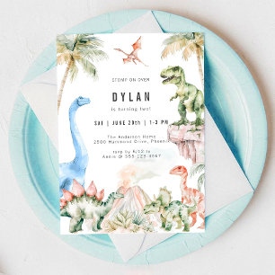 Invitation d'anniversaire de dinosaure pour enfant