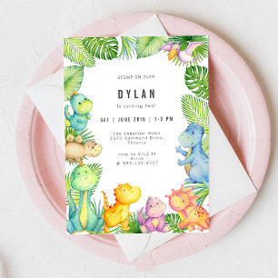 Invitation d'anniversaire de dinosaure pour enfant