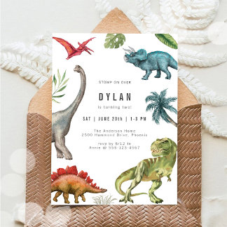 Invitation d'anniversaire de dinosaure pour enfant
