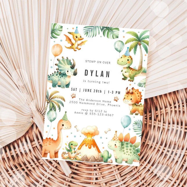 Invitation d'anniversaire de dinosaure pour enfant (Créateur téléchargé)