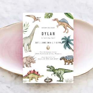 Invitation d'anniversaire de dinosaure pour enfant