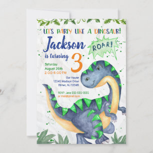 Invitation d'anniversaire de dinosaure pour un