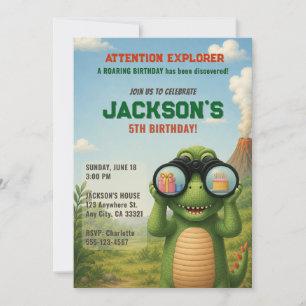 Invitation d'anniversaire de dinosaure rugissant