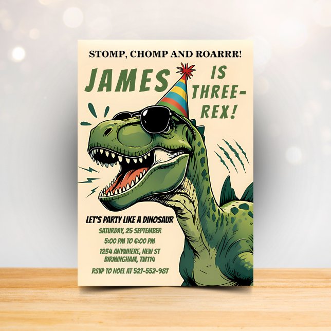 Invitation d'anniversaire de dinosaure Stomp Chomp (Créateur téléchargé)