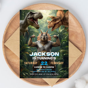 Invitation d'anniversaire de dinosaure T Rex Fête