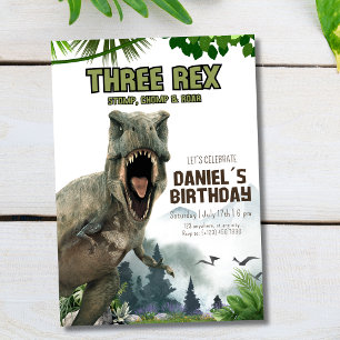 Invitation d'anniversaire de dinosaure Trois invit
