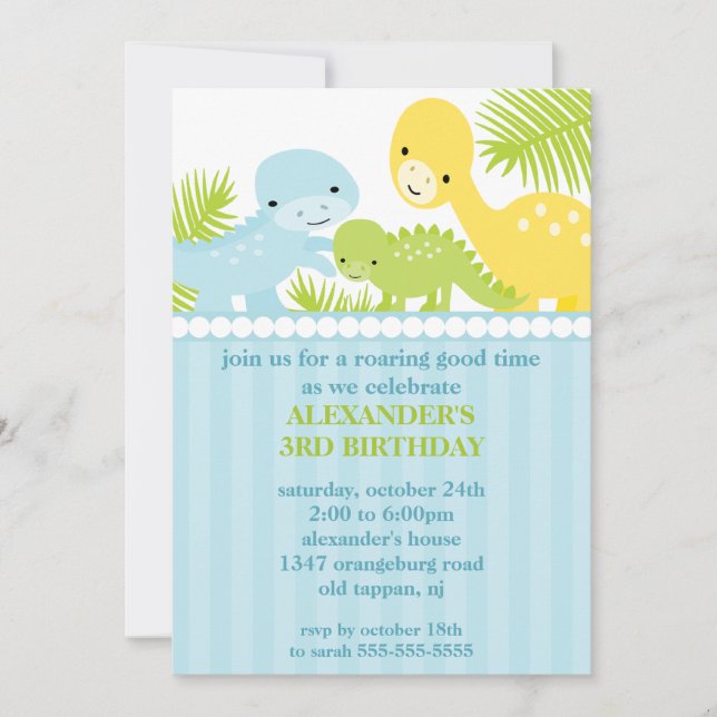 Invitation d'anniversaire de dinosaures (Devant)