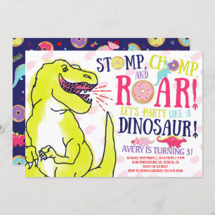 Invitation d'anniversaire de Dinosaures et Donuts