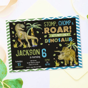 Invitation d'anniversaire de dinosaures   T-rex   