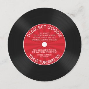 Invitation d'anniversaire de disque vinyle rétro