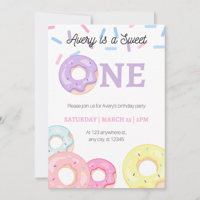 Invitation d'anniversaire de Donut (Devant)
