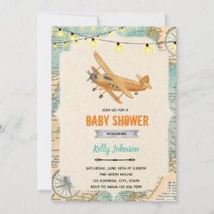 Invitation d'anniversaire de douche d'avion de voy