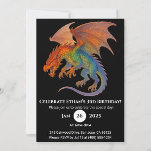 Invitation d'anniversaire de dragon à écailles rad