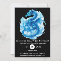 Invitation d'anniversaire de dragon en spirale de
