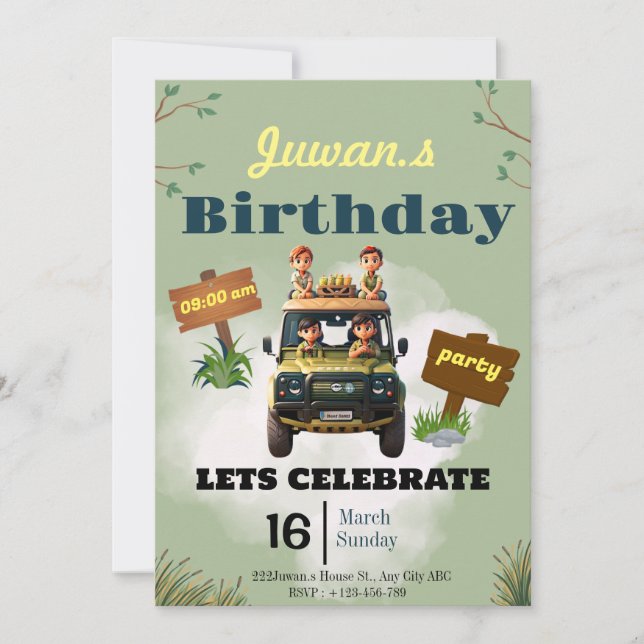 Invitation d'Anniversaire de enfant, Conception pe (Devant)