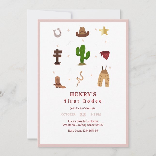 Invitation d'Anniversaire de enfant de premier rod (Devant)