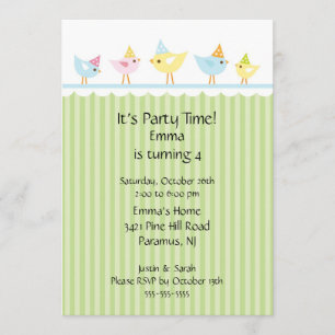Invitation d'anniversaire de enfant d'oiseaux
