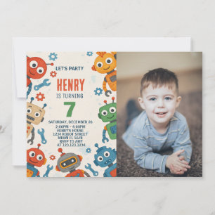 Invitation d'Anniversaire de enfant robotique modi
