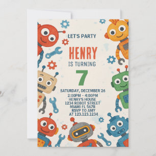 Invitation d'Anniversaire de enfant robotique modi