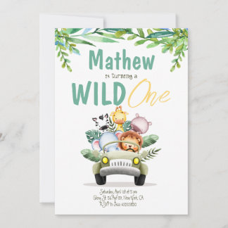 Invitation d'Anniversaire de enfant Wild One Safar