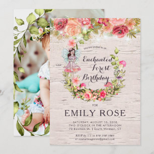 Invitation d'anniversaire de fée de la forêt encha