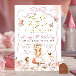 Invitation d'anniversaire de Fée de Swirl et Twirl