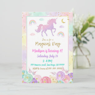 Invitation d'anniversaire de fée fête magique et f
