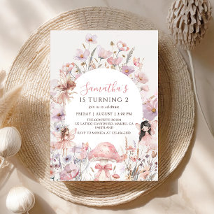 Invitation d'anniversaire de fée florale rose