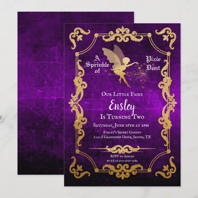 Invitation d'anniversaire de fée Invitation (Devant / Derrière)