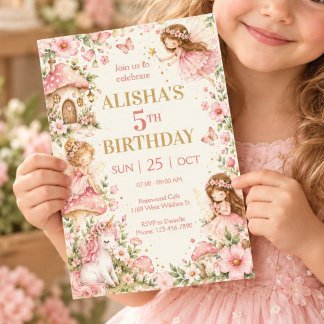 Invitation d'anniversaire de fée pour un jardin en