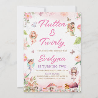 Invitation d'anniversaire de fée qui voltige et to