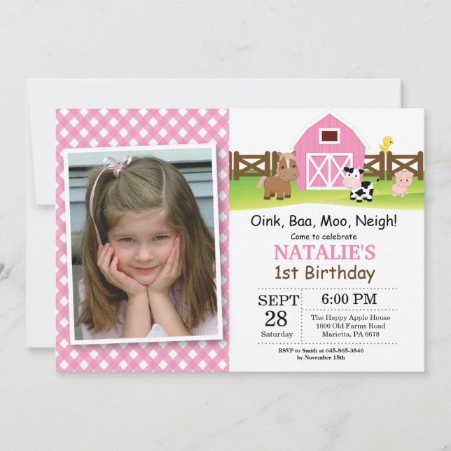 Invitation d'anniversaire de ferme Barnyard Party (Devant)