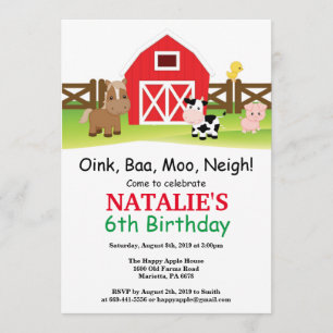 Invitation d'anniversaire de ferme Barnyard Party