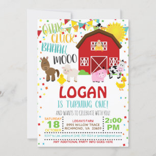 Invitation d'anniversaire de ferme - Blanc