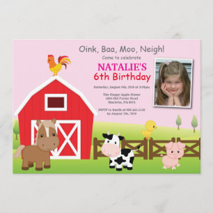 Invitation d'anniversaire de ferme Pays Barnyard P