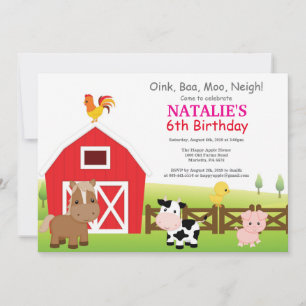 Invitation d'anniversaire de ferme Pays Barnyard P