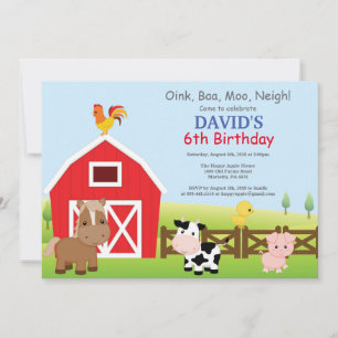 Invitation d'anniversaire de ferme Pays Barnyard P