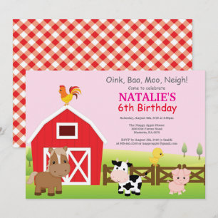 Invitation d'anniversaire de ferme Pays Barnyard P