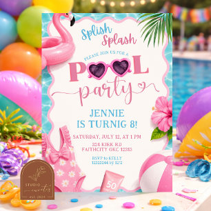 Invitation d'anniversaire de fête au bord de la pi