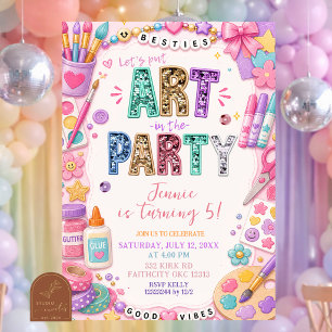 Invitation d'anniversaire de fête d'art à paillett