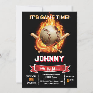 Invitation d'anniversaire de fête de baseball pers
