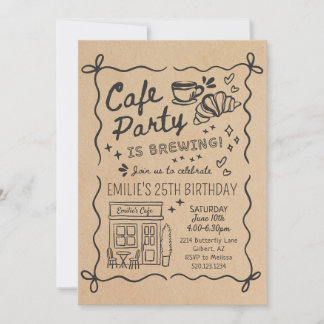 Invitation d'anniversaire de fête de café
